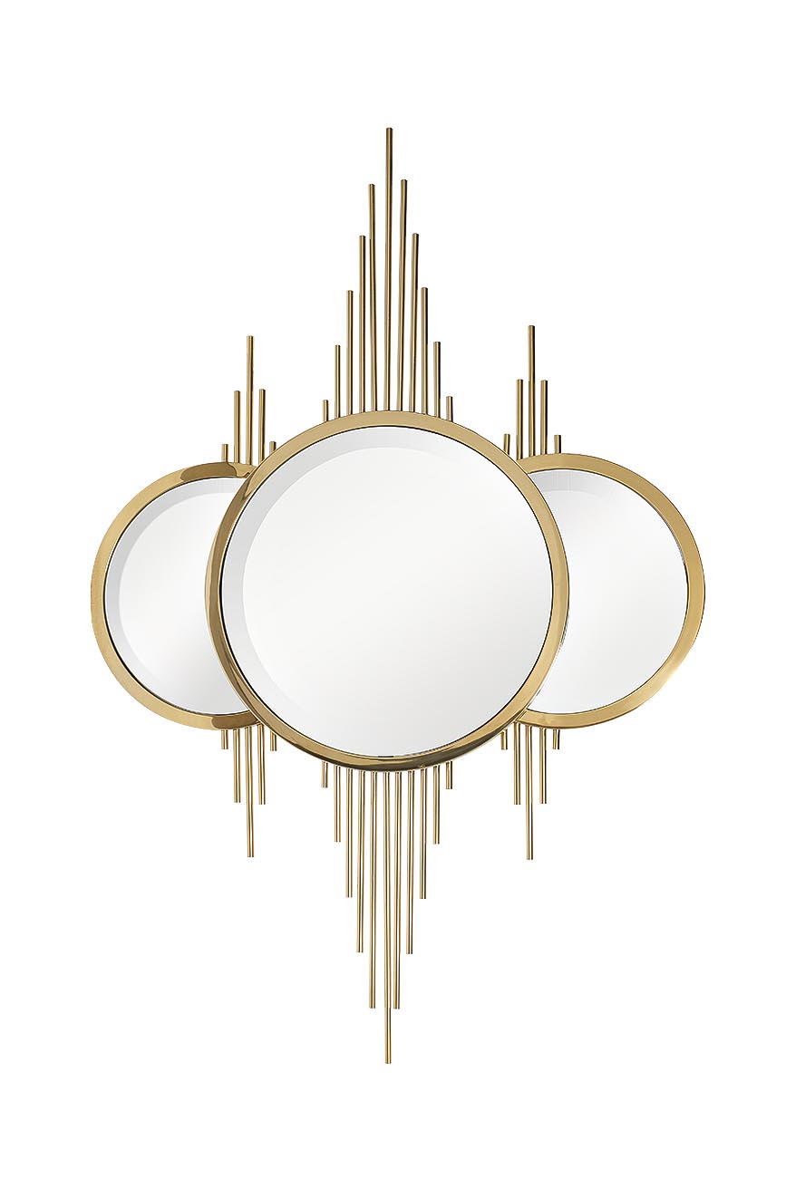 KFE1230 Зеркало декоративное с металлическим декором золото 