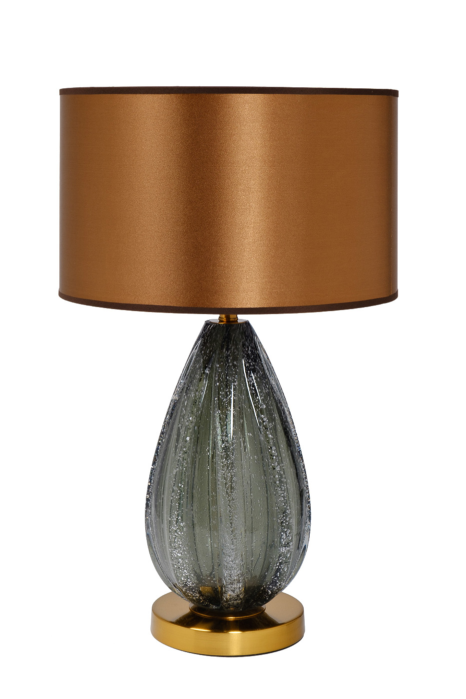K2TL-07233 Лампа настольная серо-зелёное стекло/ плафон коричневый