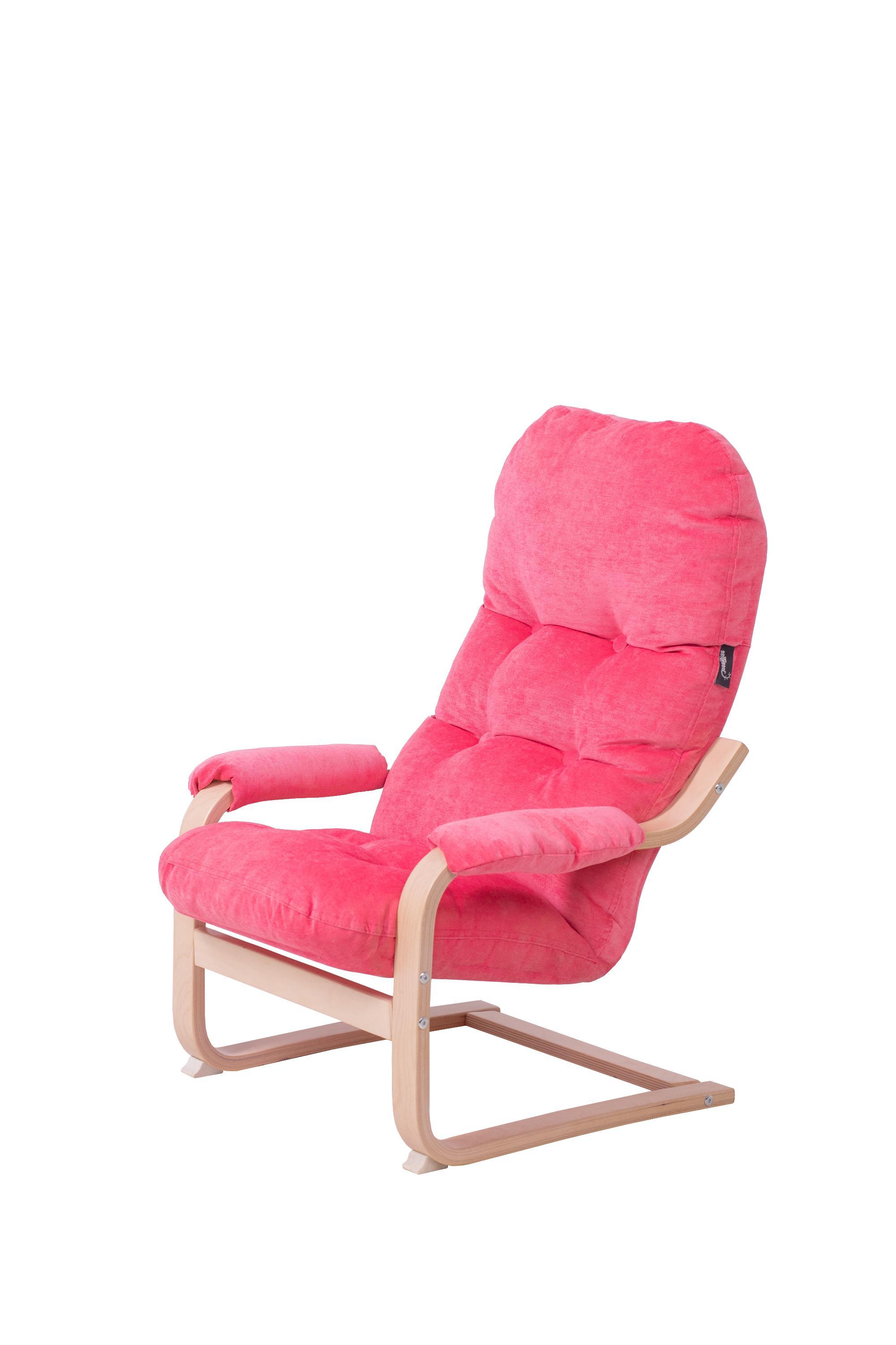 детское кресло Онега-2 Kids  Вельвет Люкс 36 - розовый каркас  Берёза белая