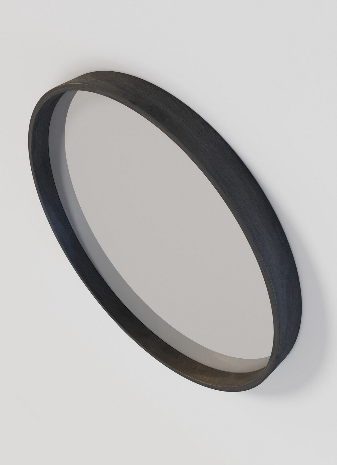 Зеркало чёрное из дуба круглое ICON’S РВ 502 (500*500)