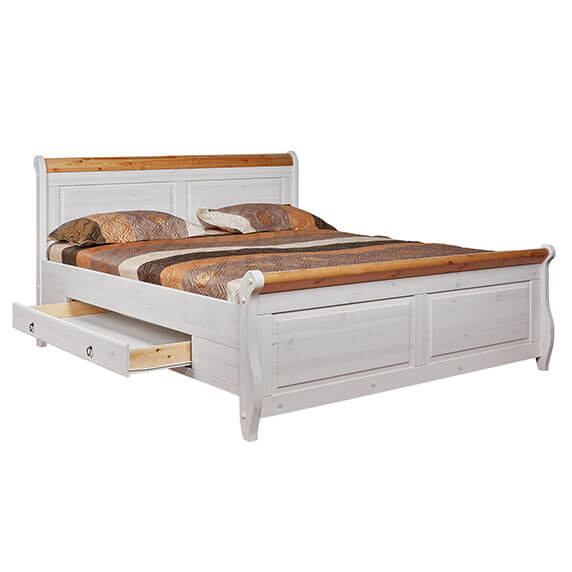   Кровать белая "Мальта" М-160 с ящиками (антик)  
